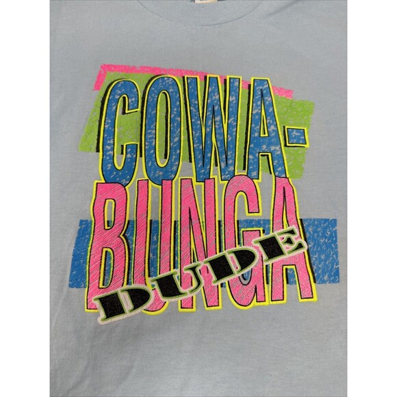 Teenage Mutant Ninja Turtle saying COWA BUNGA DUDE Kids Boys Size 10 12 T Shirt - Picture 2 of 5